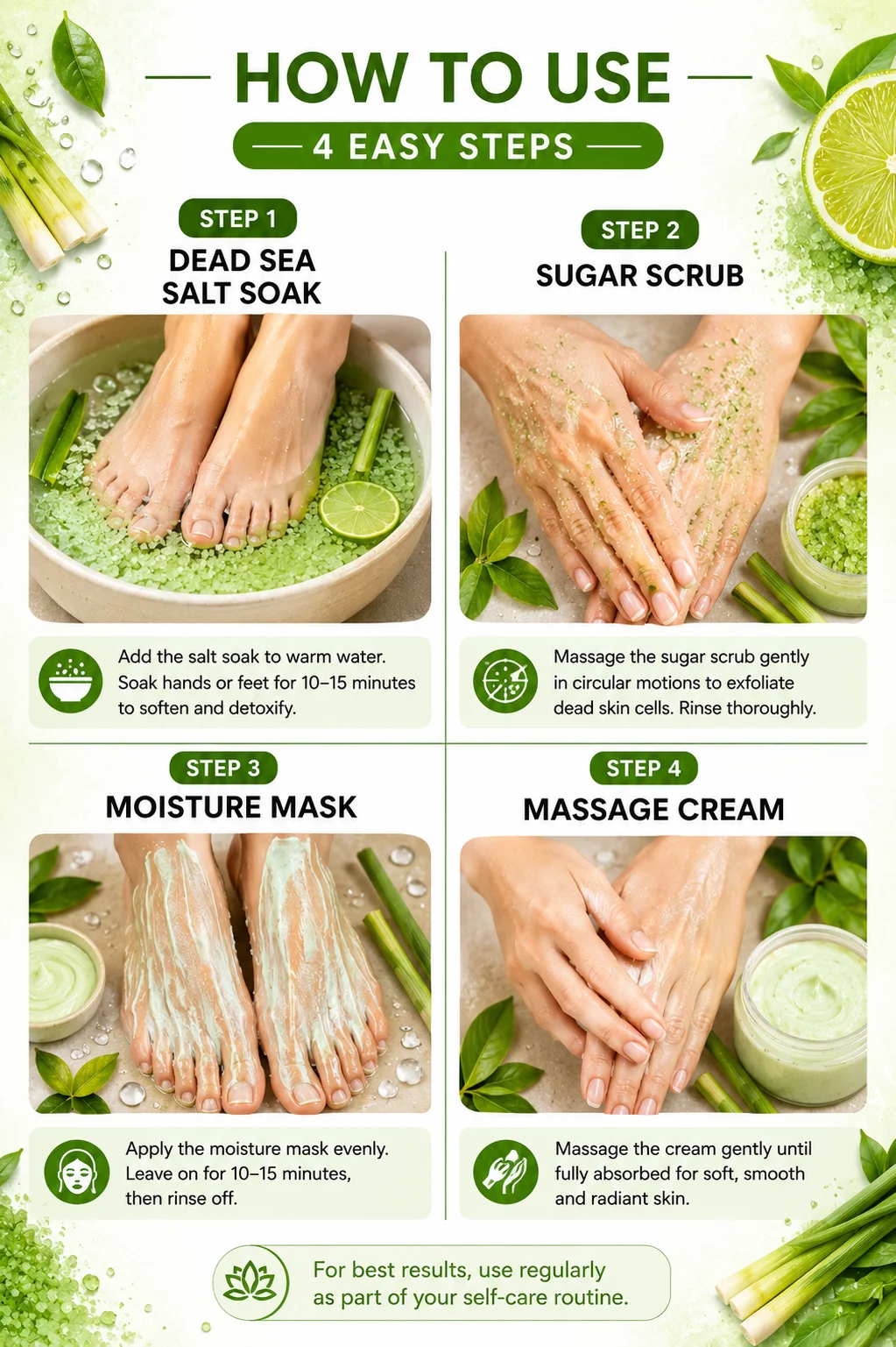BCL SPA Mini 4-Step Set Lemongrass + Green Tea Purifying Manicure & Pedicure - Image 7