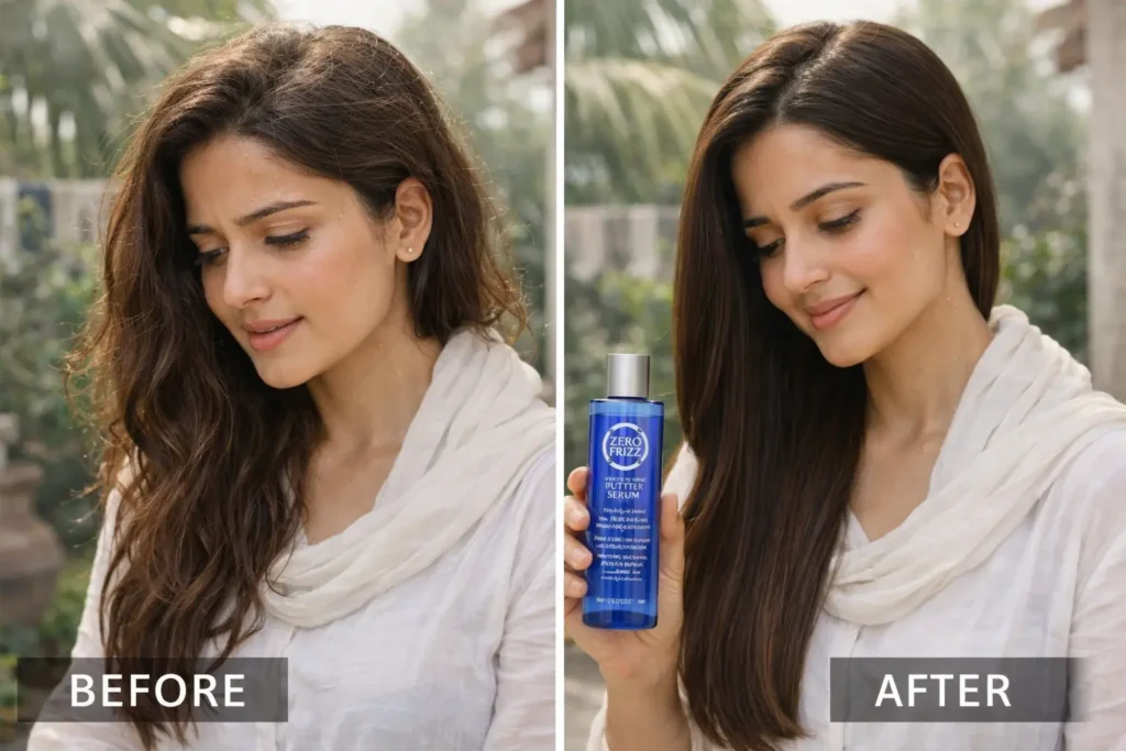 Frizz control hair care routine for humid weather in Pakistan