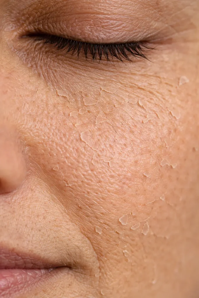 Signs of dry and dehydrated skin texture