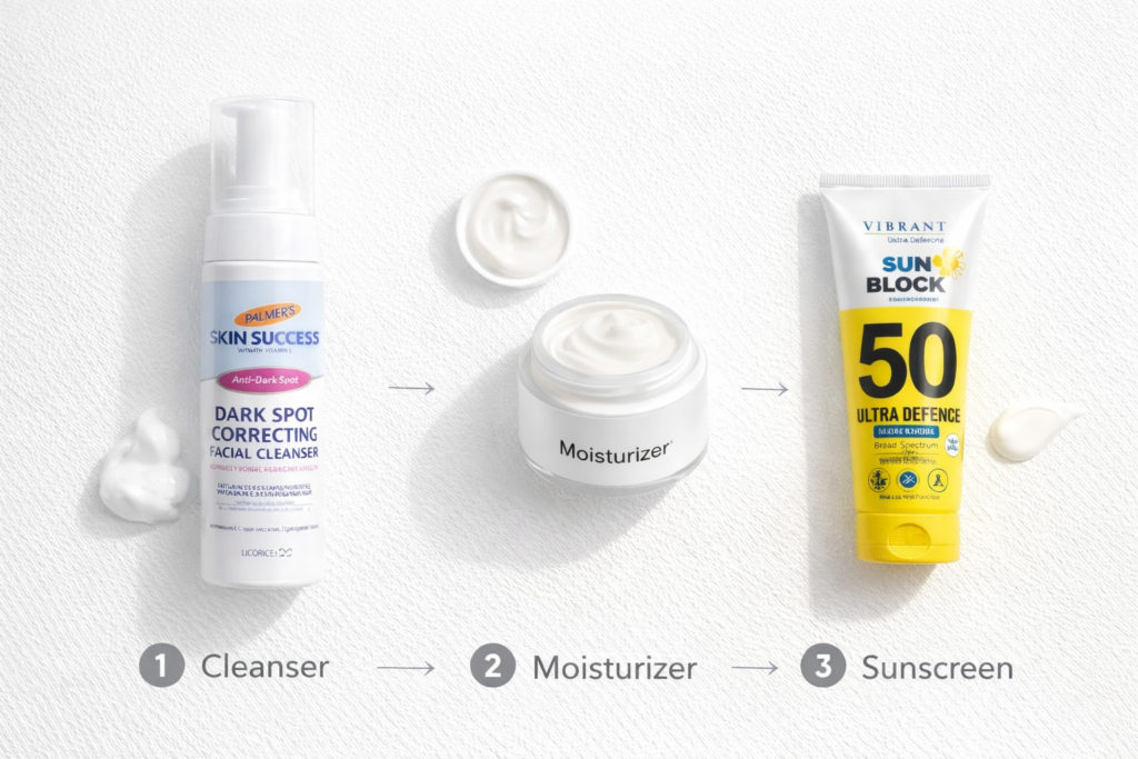 Simple skin care routine products for daily use