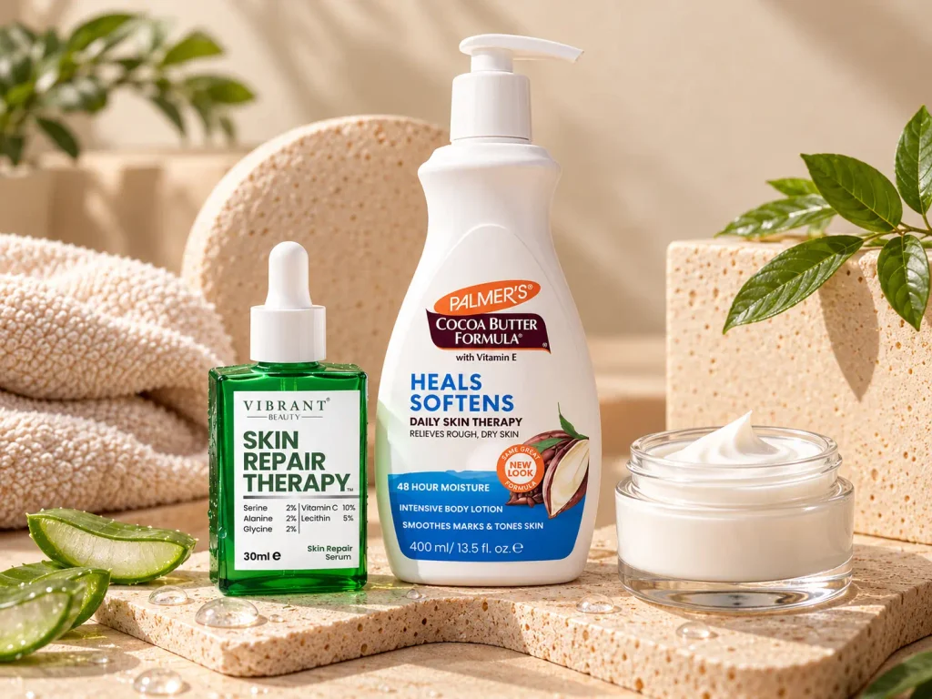 Hydrating serum and nourishing moisturizer skincare products